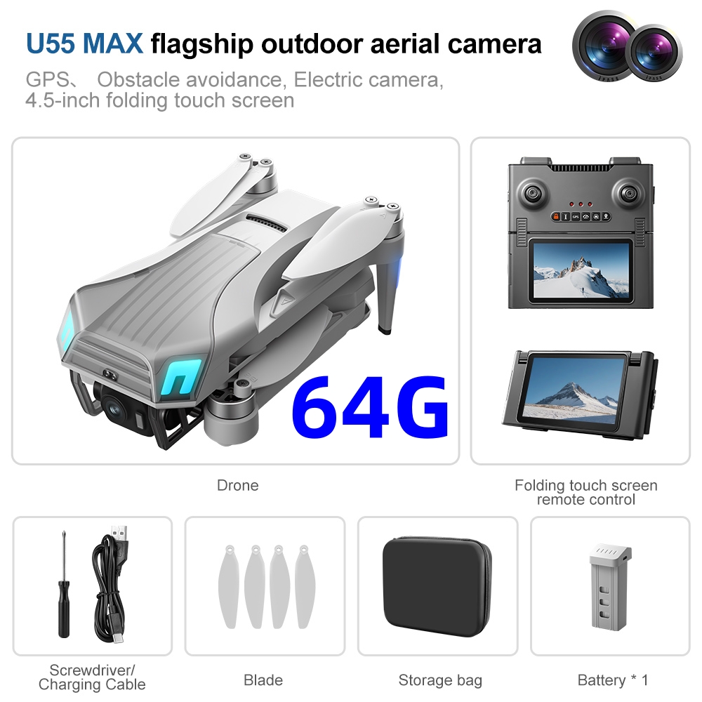 Drone Gimbal 2 Axis - Dron GPS Profesional NCZOBOE U55 con