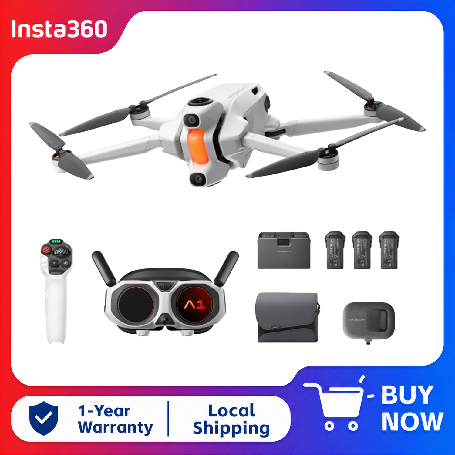 Drone Gimbal For Insta360 - Paquete Insta360 Antigravity A1 Explorer (3